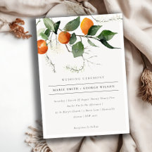 Boho Chic Oranje Blossom Botanical Wedding Invite