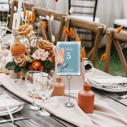 Boho Chic Oranje Flower Smokey Blue Wash Kaart