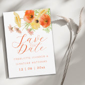 Boho Chic Oranje & Gele Wilde Bloemen Bruiloft Save The Date