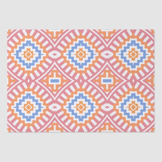 Boho Chic Oranje Pink Yellow Ethnic Geometric Tissuepapier (Voorkant)