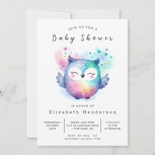 Boho Chic Owl Baby shower Kaart (Voorkant)