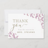 Boho Chic Paars Butterfly Vrijgezellenfeest Dank u Bedankkaart (Voorkant)