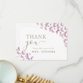 Boho Chic Paars Butterfly Vrijgezellenfeest Dank u Bedankkaart