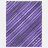 Boho Chic Paars Diagonal Shimmery Stripes Fleece Deken (Voorkant)