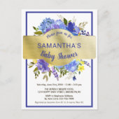 Boho Chic Paars Floral Gold Baby shower Uitnodiging Briefkaart (Voorkant)