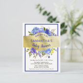 Boho Chic Paars Floral Gold Baby shower Uitnodiging Briefkaart (Staand voorkant)