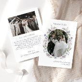 Boho chic paarse bloemboog Bruiloft Foto Bedankkaart