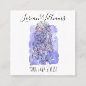 Boho Chic Paarse bruid kapsel Waterverf Bloemen Afsprakenkaartje (Voorkant)