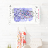 Boho Chic Paarse bruid kapsel Waterverf Bloemen Spandoek (Insitu)