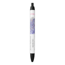 Boho Chic Paarse Bruids Hairstyle Aquarel Bloemen Zwarte Inkt Pen