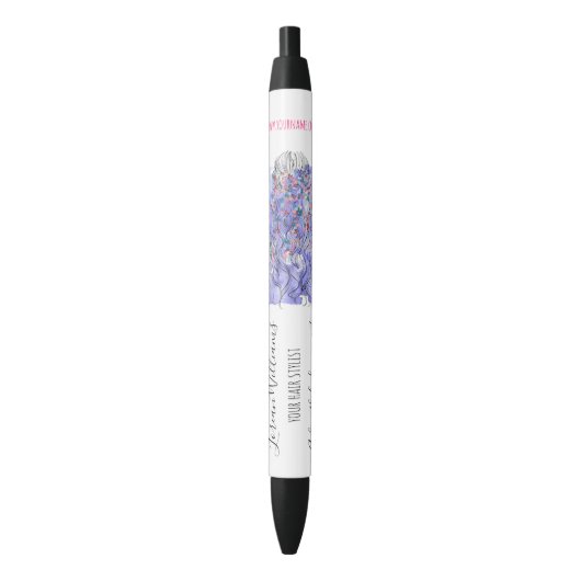 Boho Chic Paarse Bruids Hairstyle Aquarel Bloemen Zwarte Inkt Pen (Voorkant Verticaal)