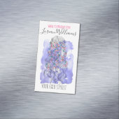 Boho Chic Paarse Bruidskapsel Aquarel Bloemen Magnetisch Visitekaartje (Voorbeeld)