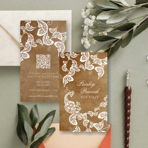  Boho Chic Paisley Elegant Bloemen Peacock Visitekaartje