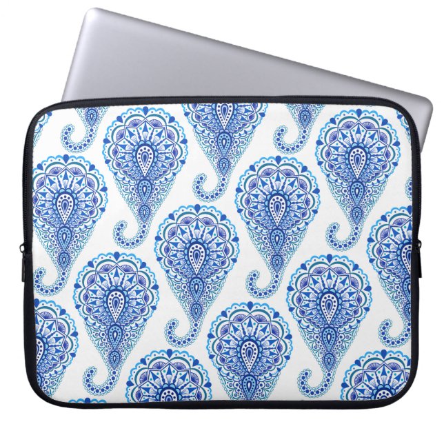 Boho Chic Paisley Naadloos Oriental Laptop Sleeve (Voorkant)