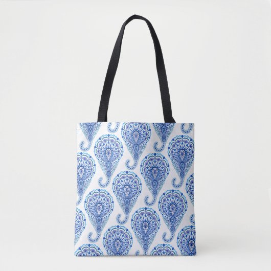 Boho Chic Paisley Naadloos Oriental Tote Bag (Voorkant)