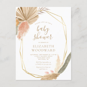 Boho Chic Pampas Gras Baby Shower Uitnodiging
