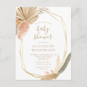 Boho Chic Pampas Gras Baby Shower Uitnodiging (Voorkant)