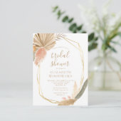 Boho Chic Pampas Gras Bruiloft Uitnodiging (Staand voorkant)