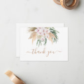 Boho Chic Pampas Gras gedroogde palmen dank u Notitiekaartje (Voorkant / Achterkant in situ)