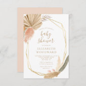Boho Chic Pampas Gras Gouden Lijst Baby Shower Kaart (Voorkant / Achterkant)