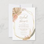 Boho Chic Pampas Gras Gouden Lijst Bruidsdouche Kaart (Voorkant)