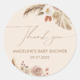 Boho Chic Pampas Grass Baby shower Dank u Ronde Sticker