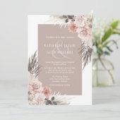 Boho Chic Pampas Grass Beige Floral Wedding Kaart (Staand voorkant)
