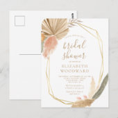 Boho Chic Pampas Grass Bridal Shower Invitation Briefkaart (Voorkant / Achterkant)