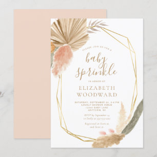 Boho Chic Pampas Grass Gold Lijst Baby Sprinkle Kaart