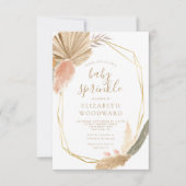 Boho Chic Pampas Grass Gold Lijst Baby Sprinkle Kaart (Voorkant)