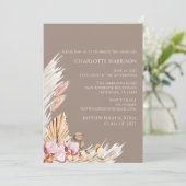 Boho Chic Pampas Grass Neutraal Afstuderen Kaart (Staand voorkant)