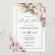 Boho Chic Pampas Grass Orchid Floral Baby shower