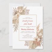 Boho Chic Pampas Grass Orchid Terracotta Wedding Kaart (Voorkant)
