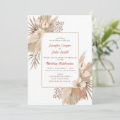Boho Chic Pampas Grass Orchid Terracotta Wedding Kaart (Staand voorkant)