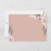 Boho Chic Pampas Grass Pink Sage Floral Wedding RSVP Kaartje (Achterkant)