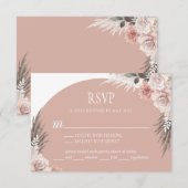 Boho Chic Pampas Grass Pink Sage Floral Wedding RSVP Kaartje (Voorkant / Achterkant)