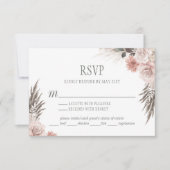 Boho Chic Pampas Grass Pink Sage Floral Wedding RSVP Kaartje (Voorkant)