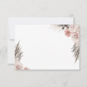 Boho Chic Pampas Grass Pink Sage Floral Wedding RSVP Kaartje (Achterkant)