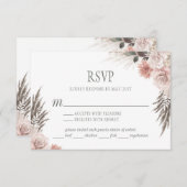 Boho Chic Pampas Grass Pink Sage Floral Wedding RSVP Kaartje (Voorkant / Achterkant)
