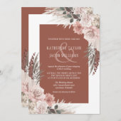 Boho Chic Pampas Grass Terracotta Floral Wedding Kaart (Voorkant / Achterkant)