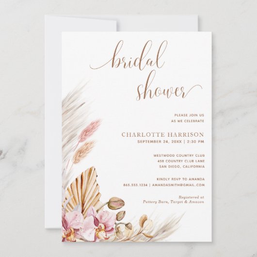 Boho Chic Pampas Grass | VRIJGEZELLENFEEST Kaart (Voorkant)