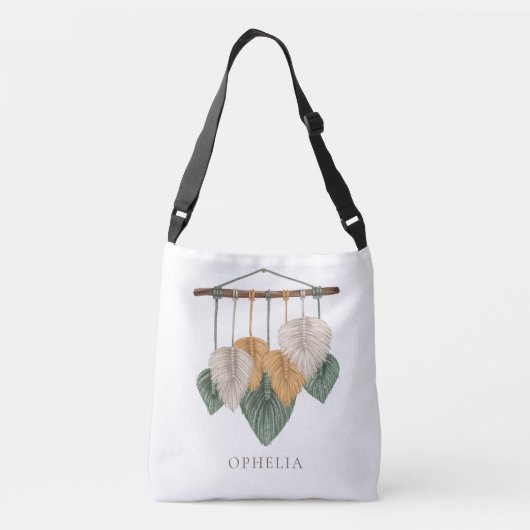 Boho chic pampas grassen naam crossbody tas (Achterkant)