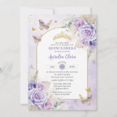 Boho Chic Pampas Paarse Lila Bloemen Quinceañera Kaart (Voorkant)