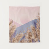 Boho Chic Pastel Pampas Grass Landscape Natuur Wandkleed (Voorkant)