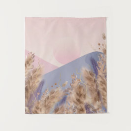 Boho Chic Pastel Pampas Grass Landscape Natuur Wandkleed