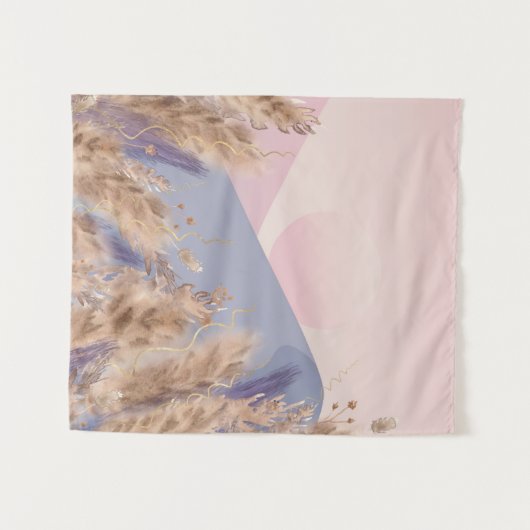 Boho Chic Pastel Pampas Grass Landscape Natuur Wandkleed (Voorkant (horizontaal))