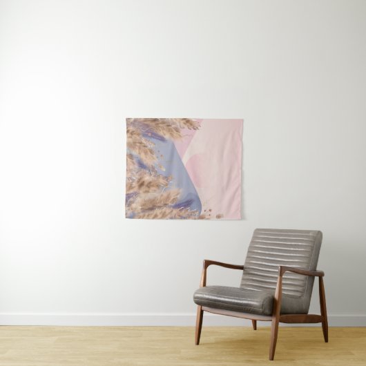 Boho Chic Pastel Pampas Grass Landscape Natuur Wandkleed (In Situ (horizontaal))