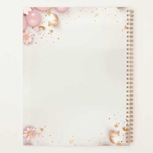 Boho Chic Pastel Pink and Brown Teddy Bear Planner (Achterkant)