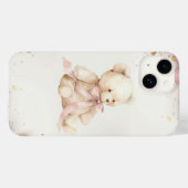 Boho Chic Pastel Roze en Bruine Teddydbeer Case-Mate iPhone Case (Achterkant (horizontaal))