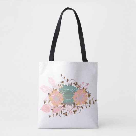 Boho Chic Pastel Sunflower Vine Tote Bag (Voorkant)